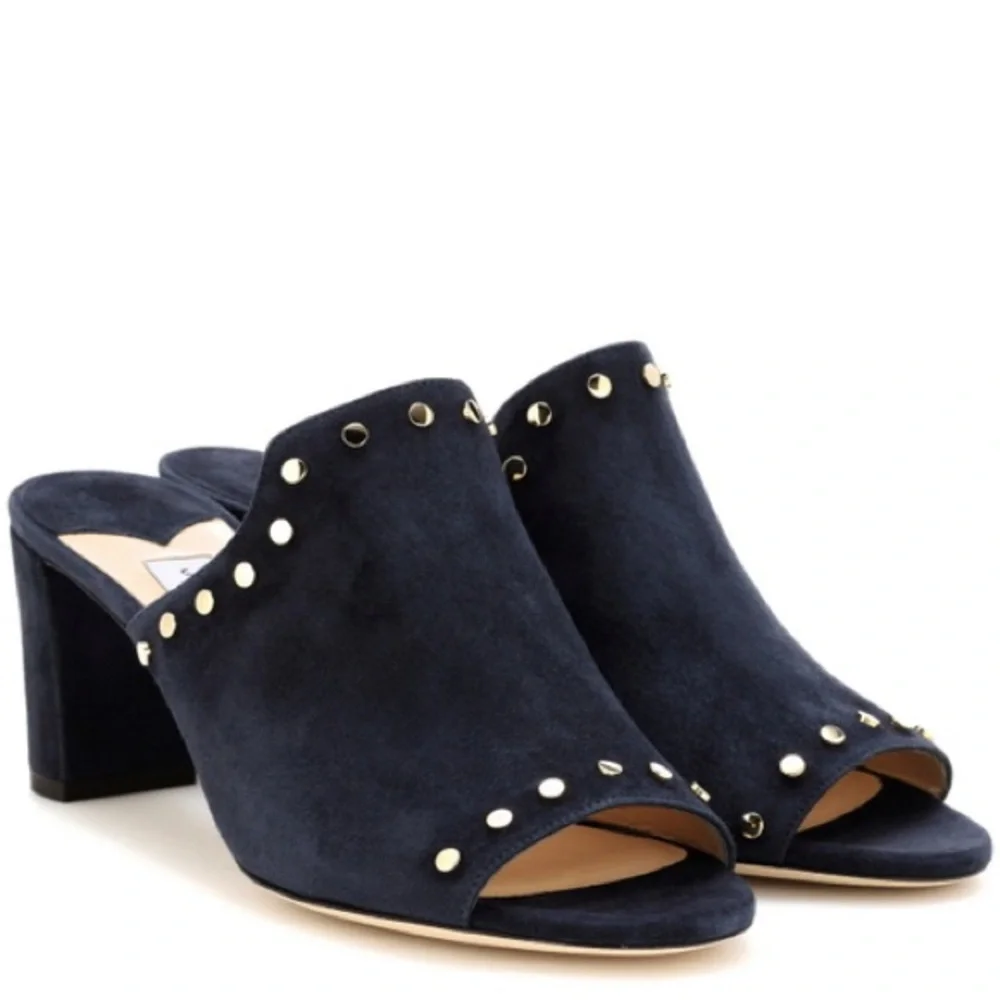 Jimmy Choo Myla Mule in Navy Suede - Picture 1 of 7